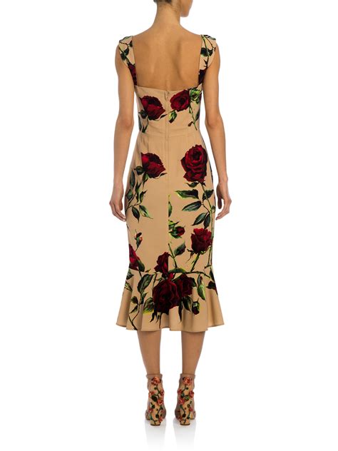 dolce gabbana vestito rose|ornament rose midi dress.